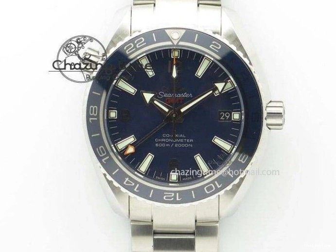 0217 Tailored Planet Ocean Master Chronometer SS OM 1:1 Best Edition Black Dial On Leather Strap A 8173